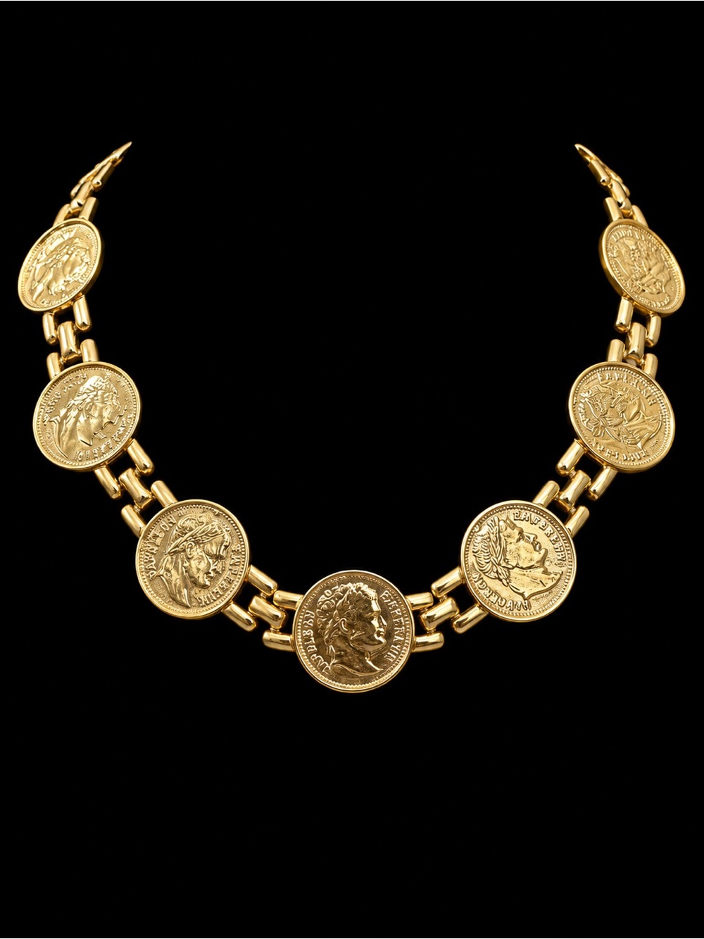 Gold Coin-Link Statement Necklace - Women Jewelry